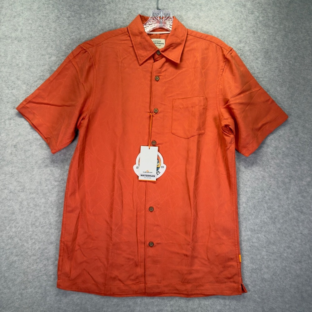 Quiksilver Waterman Shirt Mens Small Island Jungle Apricot Hawaiian Floral